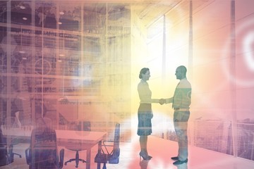 Poster - Composite image of business people shaking their hands 