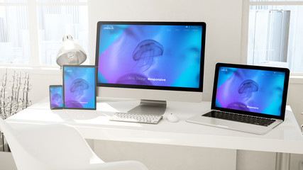 Poster - desktop devices computer, tablet, laptop and phone website
