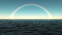 Colorful Rainbow Over The Sea In The Afternoon