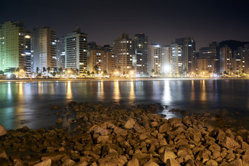 Wall Mural - Guaruja, Asturias beach at night.