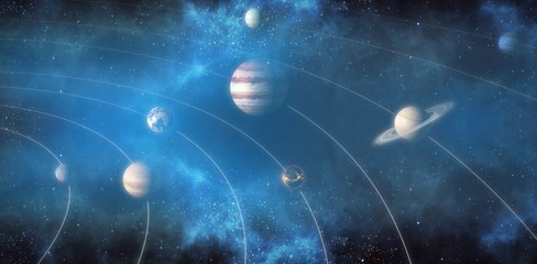 Sticker - Graphic image of various planets 3d