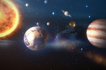 Poster - Composite image of solar system against white background 3d