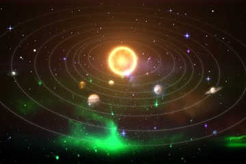 Poster - Graphic image of solar system 3d