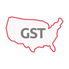 Poster - Isolated USA map with  the Goods and Service Tax acronym GST