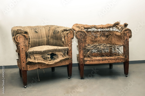Pair Old Broken Abandoned Sofa This Stock Photo And Pair Old Broken Abandoned Sofa This Stock Photo And