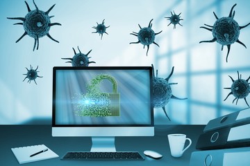 Poster - Composite image of digital image of gray lock 3d
