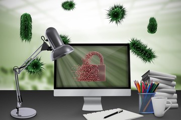 Poster - Composite image of digital image of gray lock 3d 