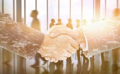 Poster - Composite image of business people shaking hands