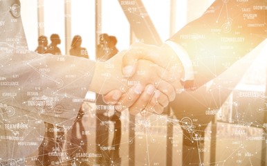 Poster - Composite image of handshake between two business people