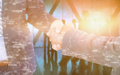 Poster - Composite image of businessmen shaking hands