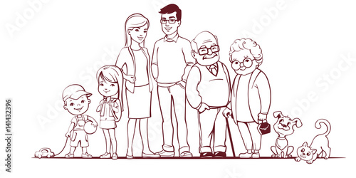 Family Together Group Of People Standing Little Boy