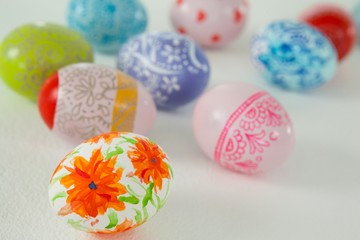 Colorful Easter eggs on white background