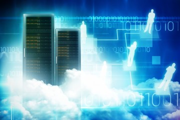 Poster - Composite image of scenic view of white fluffy clouds 3d
