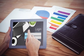 Poster - Composite image of close-up of login page