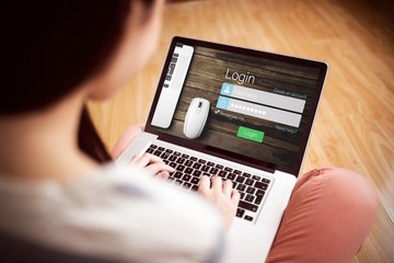 Poster - Composite image of close-up of login page