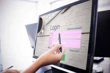 Poster - Composite image of close-up of login page