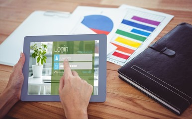 Poster - Composite image of close-up of login page