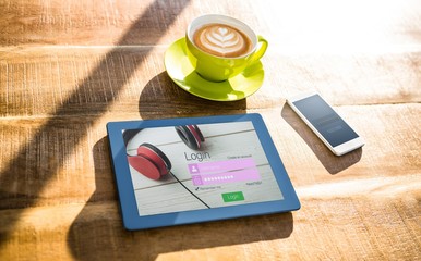 Poster - Composite image of close-up of login page