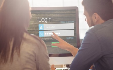 Poster - composite image of close-up of login page