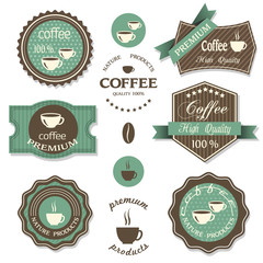 Canvas Print - set of coffee icons,labels, posters, signs, banners
