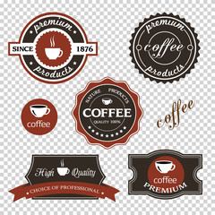 Canvas Print - set of coffee icons,labels, posters, signs, banners on transparent background