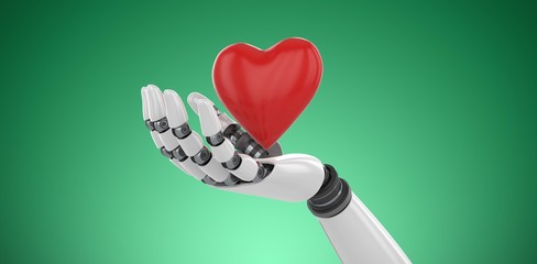 Poster - Composite image of 3d image of cyborg showing red heart shape  