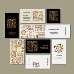 Poster - Business cards design, ethnic handmade ornament