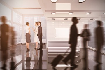 Poster - Composite image of business colleagues talking
