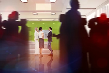 Poster - Composite image of silhouette of business people walking