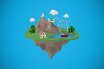 Poster - Composite image of composite image of a island icons 3d