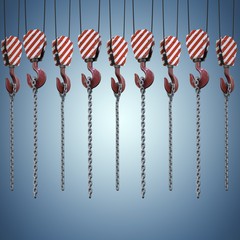 Poster - Composite image of studio shoot of a crane lifting hook