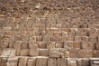 Close view of blocks of the Great Pyramids in Giza, Cairo, Egypt 