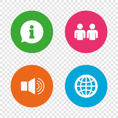 Poster - information sign and group. communication icons.
