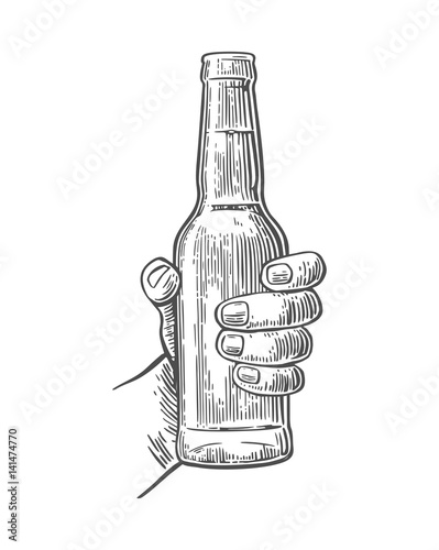 Male Hand Holding Open Bottle Beer Black Vintage Engraving Vector Buy This Stock Vector And Explore Similar Vectors At Adobe Stock Adobe Stock