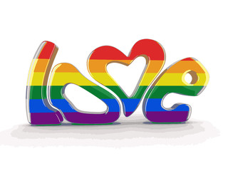 Poster - Text love. Image with clipping path
