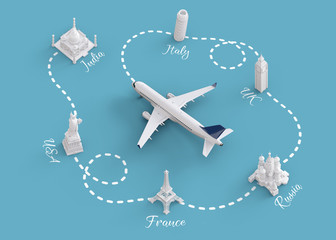 Wall Mural - Traveling around the world by plane