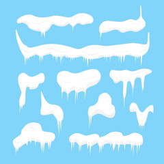 Wall Mural - Frost Cold Snow Caps Set. Vector