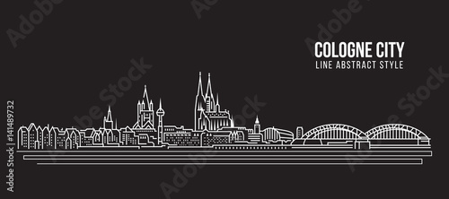 Fotografía Cityscape Building Line art Vector Illustration design - Cologne city