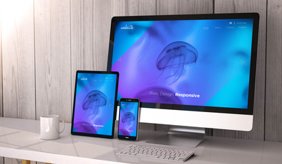 Poster - devices responsive on workspace cool website design