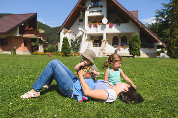 Wall Mural - Mother with Son and Crying Daughter