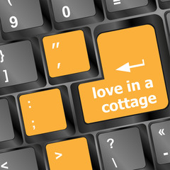 Poster - button keypad keyboard key with love is a cottage words