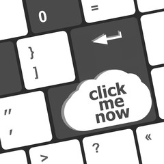 Poster - Keyboard with click me now button, internet concept