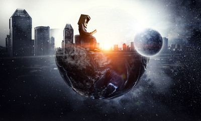 one day i will go to space . mixed media