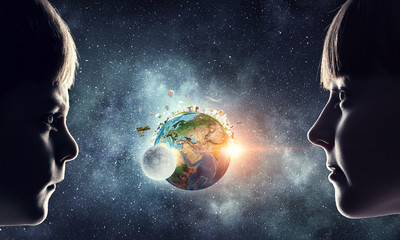 Wall Mural - Exploring this great world . Mixed media