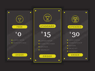 Poster - pricing table, comparison chart vector template