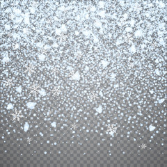 Wall Mural - isolated christmas falling snow overlay on transparent background. snowflakes storm layer. snow patt