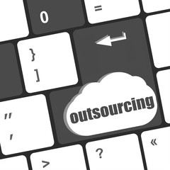 Poster - outsourcing word button on computer keyboard key