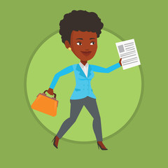 Canvas Print - Happy business woman running vector illustration.