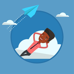 Canvas Print - Businessman lying on cloud vector illustration.