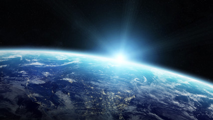 Poster - Planet Earth in space 3D rendering elements of this image furnished by NASA